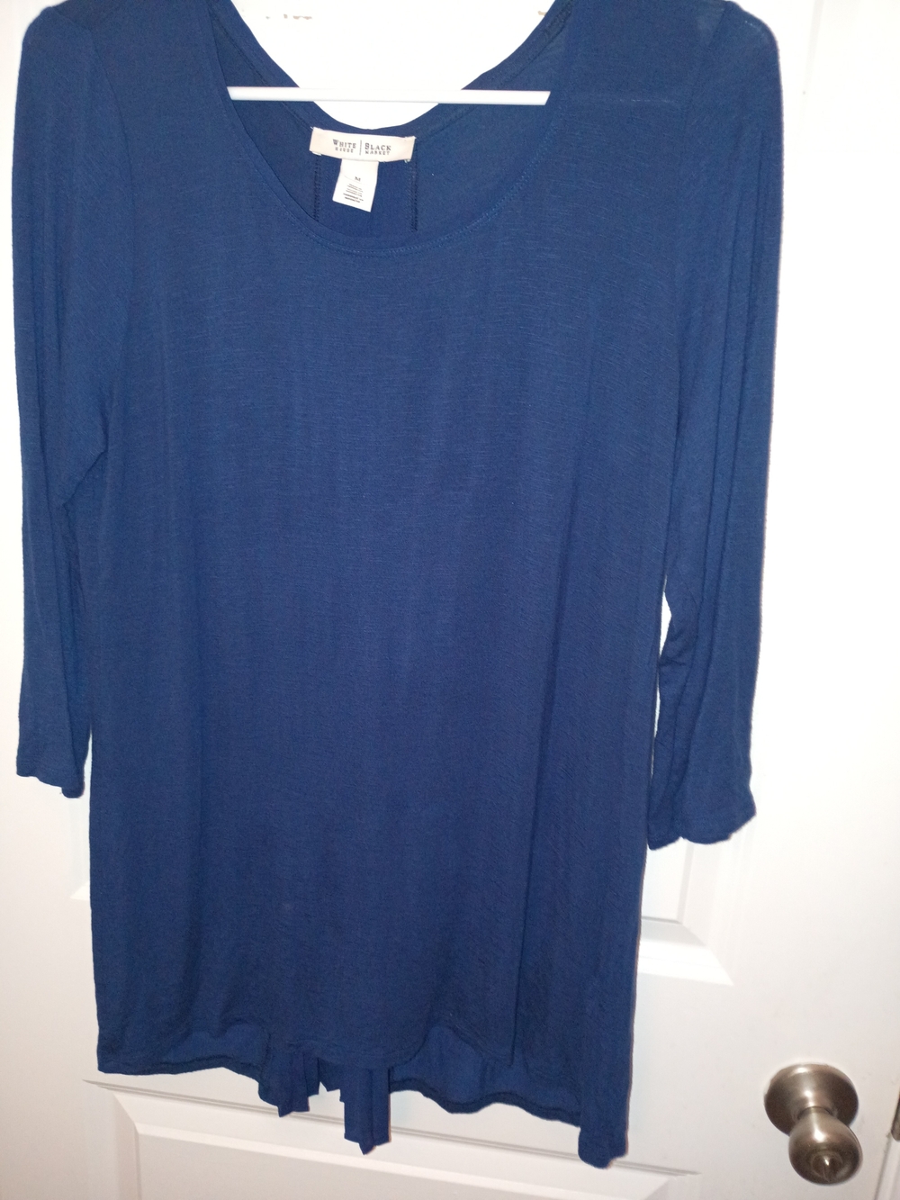 White House Black Market Navy Blue Long Sleeve Scoop Neck Top